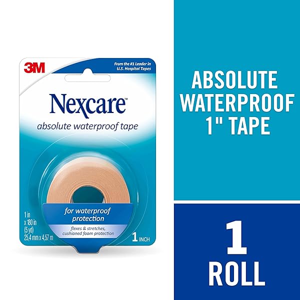 NEXCARE ABSOLUTE WATERPROOF FIRST AID TAPE, 1″ X 5 YARD ROLL