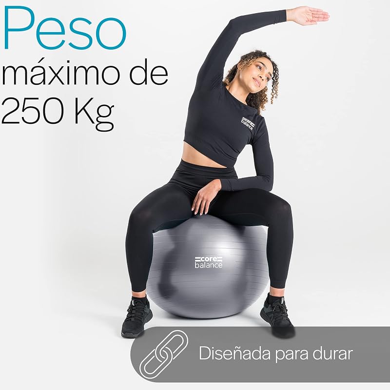 Pelota de Gimnasia Antirreventón, Gris, 55 cm