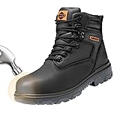 NINGO Work Boots for Men, Steel Toe Waterproof Boots with Puncture Proof, Oil & Slip Resistant, Comfortable Mens Construction Boot with EH Protection, Leather Shoes for Industrial