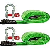 HENBOW Lift Sling Straps|2" × 6.5' Web Sling Strap with D Ring Shackles|4400Lbs Safety Work Load and 17600Lbs Breaking Load| Recovery Strap for Hoist Car Tree Saver Winch Recovery(2 Pack)