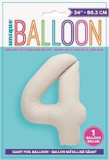 Unique Giant Foil Number 4 Balloon 86 cm Matte Nude Decor view 2