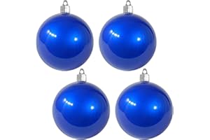 Christmas By Krebs 4" (100mm) Candy Blue [4 Pieces] Solid Commercial Grade Indoor and Outdoor Shatterproof Plastic, UV and Water Resistant Ball Ornament Decorations