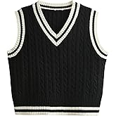 Hyipels Women's Sweater Vest,Y2K Sleeveless Pattern Preppy Style Knitted Crop Tank Top for Girl