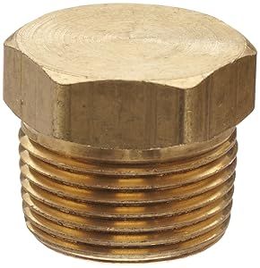 Anderson Metals - 06121-12 Brass Pipe Fitting, Cored Hex Head Plug, 3/4" Male Pipe