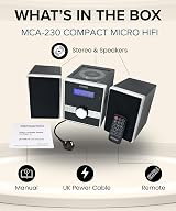 Denver MCA-230 Mini HiFi System CD Player with Speakers, FM Radio, Clock view 8