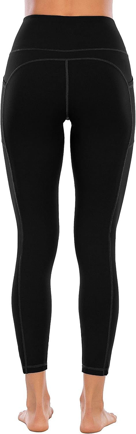 OVRUNS High Waist Gym Leggings for Women Yoga Pants with Pockets Workout Running Compression Leggings for Women - Black - XXL - Image 5