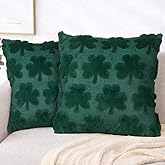 Yuubin St Patricks Day Pillow Covers 18x18 Set of 2, Green Shamrock Plush Pillow Cases for Living Room Sofa Cushion Outdoor Indoor Holiday Home Decor