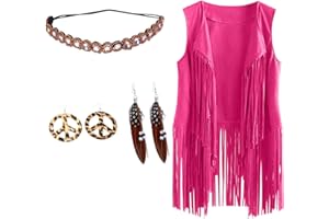 LEHOZIHEQ Womens Tassel Sleeveless Vest Retro 70s Hippie Fashion Cardigans Faux Suede Casual Jackets Leather Cowboy Waistcoat