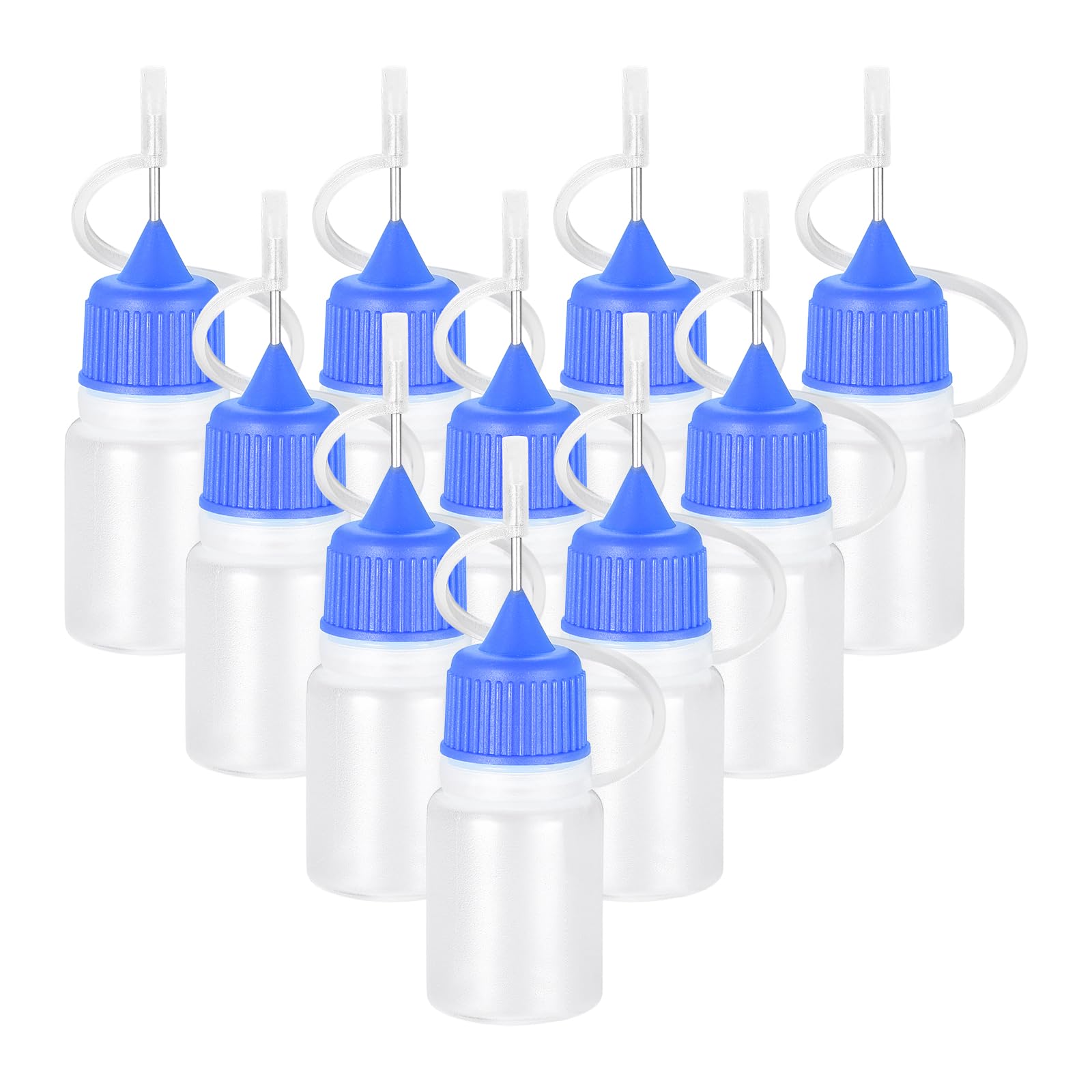 YOKIVE 20 Pcs Needle Tip Bottles, Needles Precision Tip Applicator, Squeeze Bottle with Storage Caps, Great for DIY Quilling Craft (5ml, Blue)