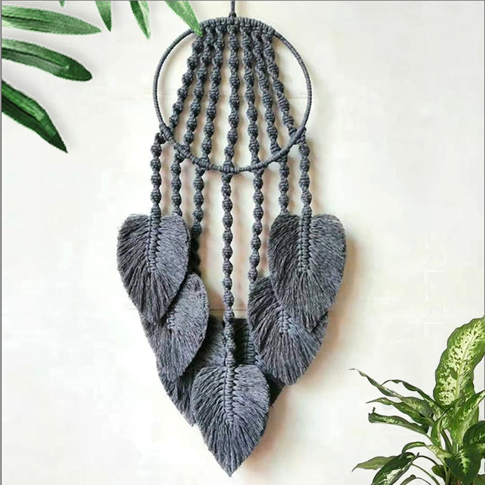 Macrame Wall Hanging Handmade Dream Catcher Boho Chic Bohemian Wall Decoration Bedroom Wedding Party Creative Gift (B)