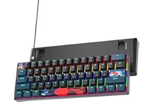 Ussixchare 60 Percent Gaming Keyboard 61 Keys Portable Mechanical Keyboard Rainbow Backlit Ultra Compact Wired Keyboard Red S