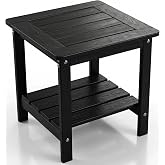 Kibaso Outdoor Side Table, 2-Tier HDPE Small Patio Table, Black | Weather Resistant, Easy Maintenance, Easy Assembly, Suitable for Pool,Garden,Patio,Backyard