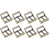 uxcell Metal Roller Buckle, 8Pcs Single Prong Belt Buckle Square Center Bar Buckle for Leather Craft