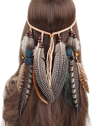 Amazon Com Feather Headband Wedding Headwear Bohemian Boho Hippie