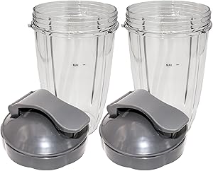 Blendin Flip Top To Go Lid with 24oz Tall Cup,Compatible with Nutribullet 600W, 900W, NB-101B, 900 Pro Series Blenders (2 Pack)