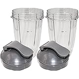 Blendin Flip Top To Go Lid with 24oz Tall Cup,Compatible with Nutribullet 600W, 900W, NB-101B, 900 Pro Series Blenders (2 Pac