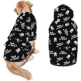 Halloween Dog Costume, Trick or Treat Skull Print Hoodie Winter Halloween Cosplay Clothes Sweaters Outfits Pullover Pets' Sweatshirt Hoodies with Pocket for Medium Large Dogs-XL