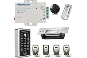 MENGQI-CONTROL 4 Remote Control Strike Lock PIN Keypad Access Control Kit 110-240V Power Supply Unit Push to Exit Button Buzzer Sounder for Visitor in