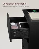 VASAGLE Kailyn Bedside Tables with Power Strip Ebony Black LET831B57 view 5