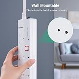 DEWENWILS 6 Way Extension Lead with Individual Switches 3M Surge Protected White view 6