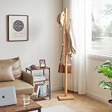 YMYNY Coat Rack Stand with 8 Hooks, 29x29x176 cm, Natural Wood view 3