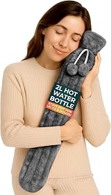 Volila Long Hot Water Bottle 2L with Fluffy Cover Grey 72cm