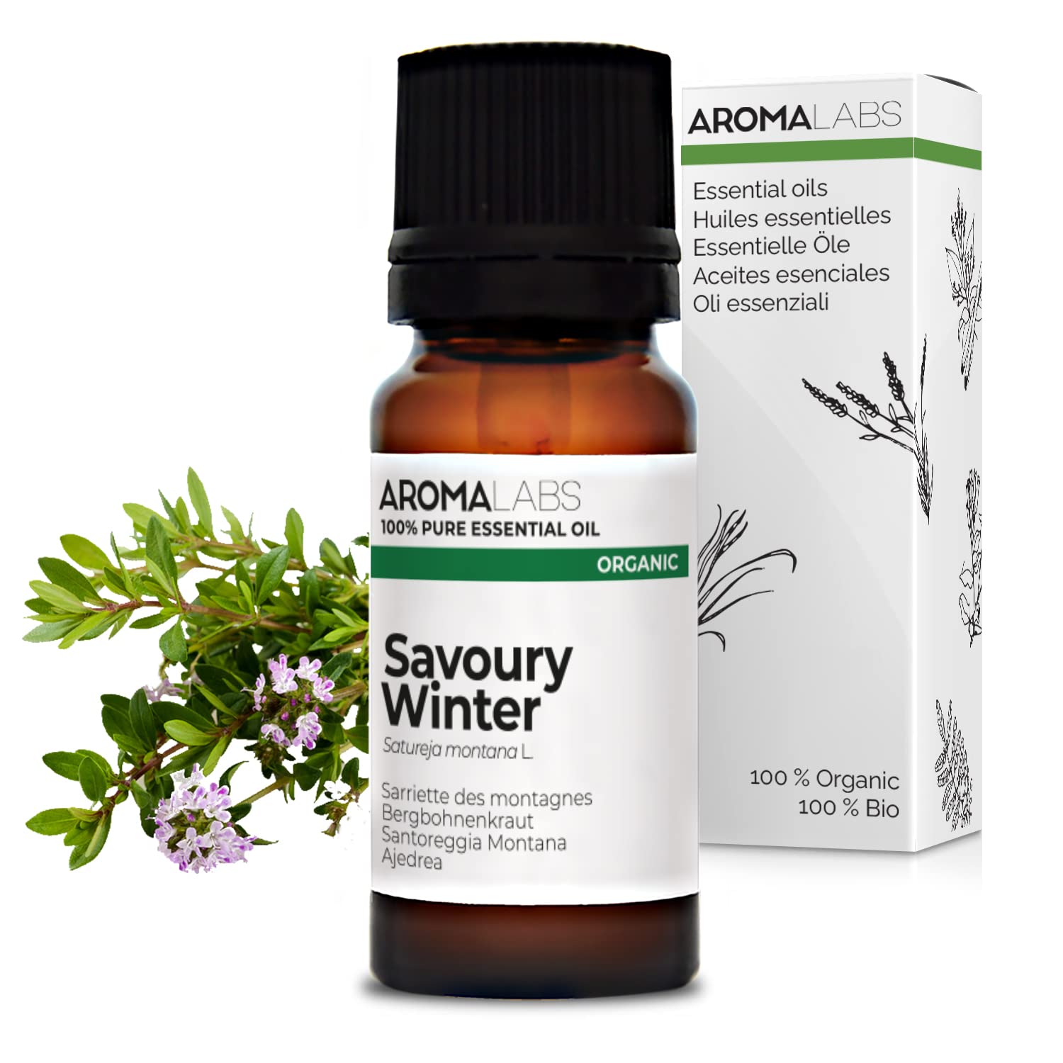 Bio - Savoury Winter Essential Oil - 10mL - 100% Pure, Natural, Chemotyped and AB Certified - AROMA LABS (French Brand)