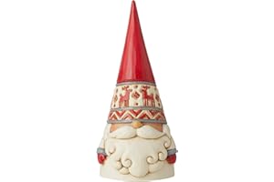 Enesco Jim Shore Heartwood Creek Nordic Noel Reindeer Hat Gnome Wonders at Work Figurine, 2.17" H, Dirty White, Red, Gray