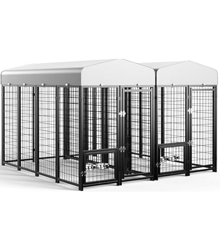 Large Dog Crate Dog Kennel Outdoor With Roof And Rotating Feeding