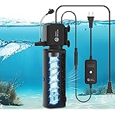 AquaMiracle Aquarium Filter with U - V Light &amp; Filter Sponge, Fish Tank Filter with Timer for Green Water, Turtle Filter with Aeration &amp; Rainfall Mode for Aquarium 20-70 Gallon