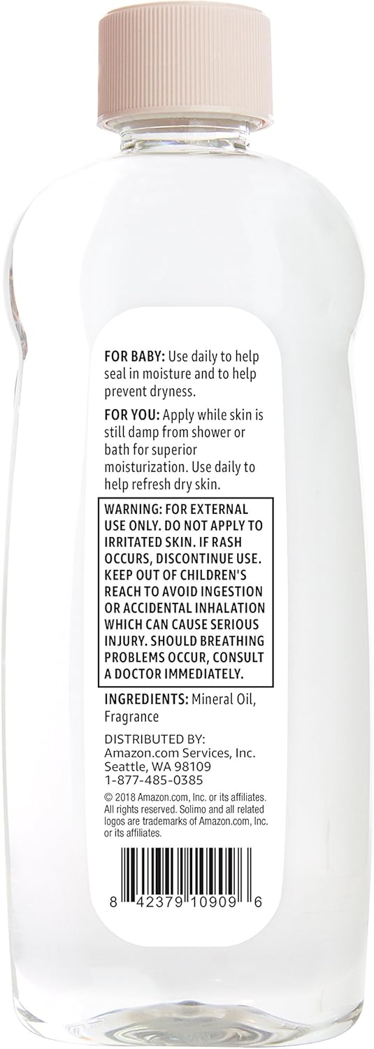  Brand - Solimo Baby Oil, Mild & Gentle, Dermatologist Tested, 14 Fluid Ounces: Health & Personal Care