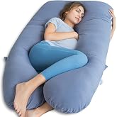 QUEEN ROSE Cooling Pregnancy Pillow, U Shaped Maternity Body Pillow, Blue | 55in U shaped full body pregnancy pillow for pregnant women, with a cooling silky cover for comfortable sleeping support