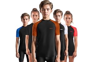 Exxact Sports Kids BJJ Rash Guard Short Sleeve, Ranked No Gi Jiu Jitsu Compression Shirt for Boys & Girls for MMA, Wrestling