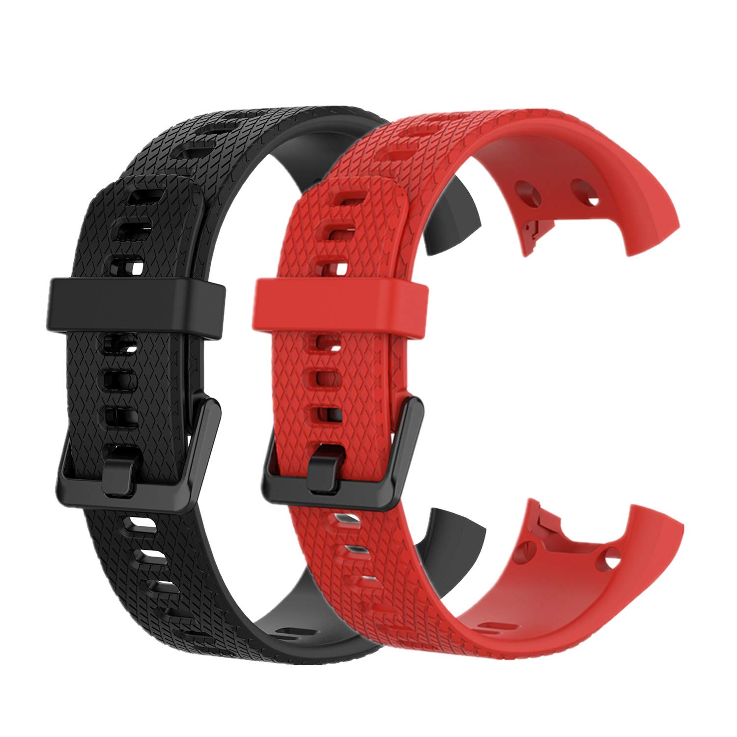 Huwokxix Watch Strap compatible with Garmin vivosmart HR,Adjustable Silicone Sports Strap Replacement Band (Black+Red)