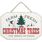 Peanuts Snoopy Farm Fresh Christmas Trees Hanging Wood Wall Decor - Cute Peanuts Sign for Holiday and Christmas Decorating