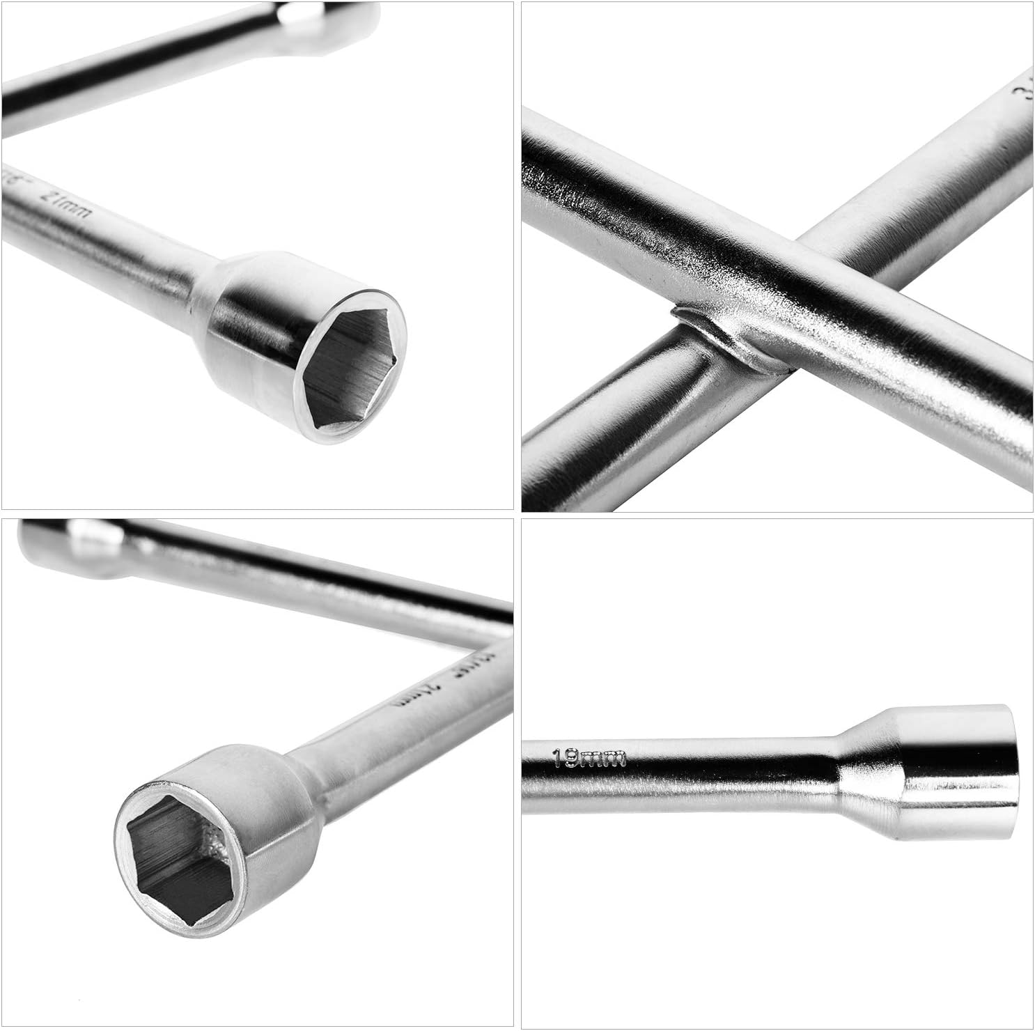 ETERNA Professional 16" Four Way Lug Wrench, Anti-Slip Design Cross Wrench, Heavy Duty Lug Nut Wrench, Carbon Steel Socket Spanner, Universal Car Tire Wheel Repair Tool: Automotive