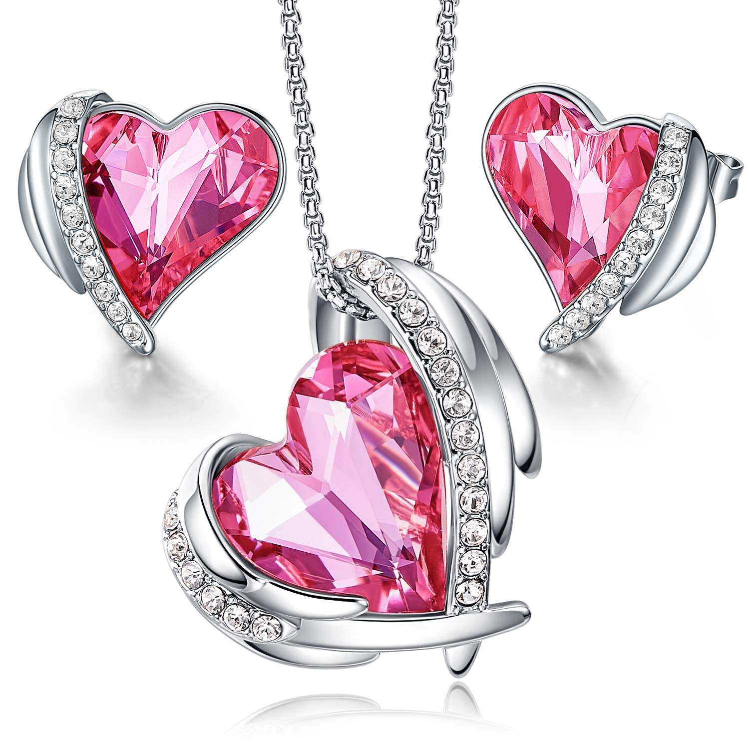 CDE Jewellery Sets Gifts for Women Heart Necklaces and Earrings Set Valentines Christmas Anniversary Birthday Mother's Day Jewelry Gifts for Mum Her Wife