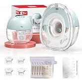 NCVI Wearable Breast Pump for Moms, <42dB for Office HomeTravel (Green) | Hands Free, 4 Modes 9 Levels, 180min Battery Life, 19-24mm Flanges, 300mmHg Suction,Self-Standing, Leakproof &amp; Discreet
