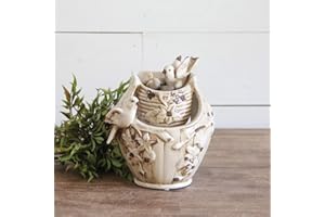NATURE'S GARDEN Foreside Home & Garden Distressed Bird Bath Indoor Water Fountain With Pump