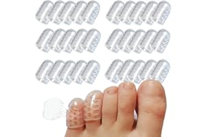 DEFUAUKE Silicone Anti-Friction Toe Protector, Gel Toe Protectors Breathable Toe Covers, 30 Pcs Little Toe Protectors Caps Guards for Men Women, Toe Sleeves for Corns, Blisters and Ingrown Toenails
