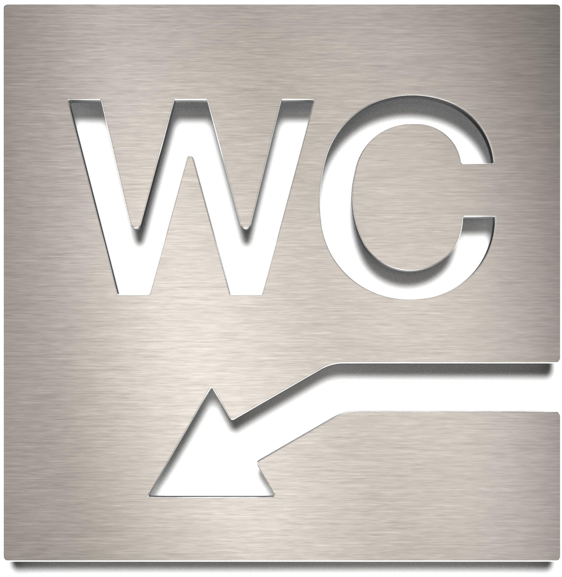 INOXSIGN W05 Toilet Sign with Arrow Direction Left Lower W05 ? Toilet Sign ? Self-Adhesive Stainless Steel Door Sign ? Tool Installation ? Elegant Toilet Sign ? Made in Germany