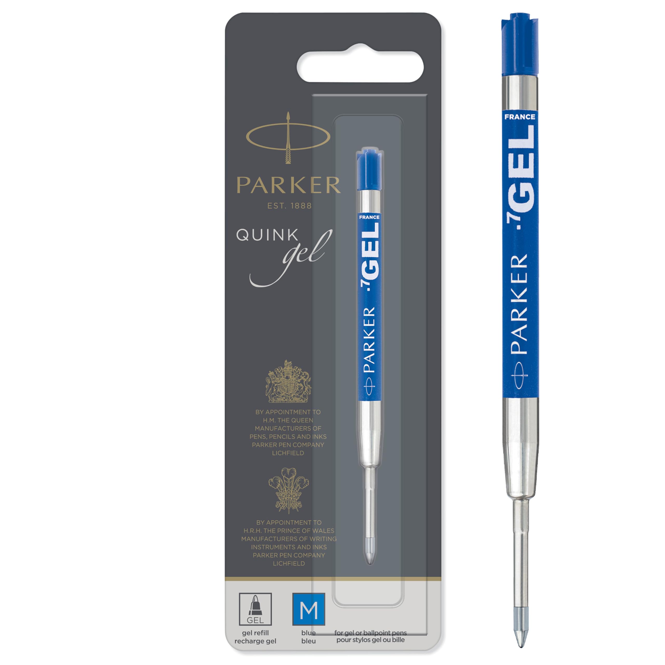 Parker Gel Pen Refill | Medium Tip (0.7mm) | Blue QUINK Ink | 1 Count