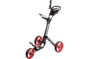 QWIK-FOLD Golf Push Cart 3 Wheel with Foot Brake – 1-Second Fold/Unfold, Adjustable Handle, Umbrella Holder, Beverage Compartment & Storage | Lightweight Aircraft-Grade Aluminum Frame