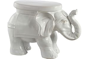 JONATHAN Y TBL1007A White Elephant 14.2" Ceramic Indoor/Outdoor Garden Stool, Coastal, Contemporary, Side Table, Plant Stand, Spill-Proof, Living Room, Bathroom, Garden Room, Patio, Antique White
