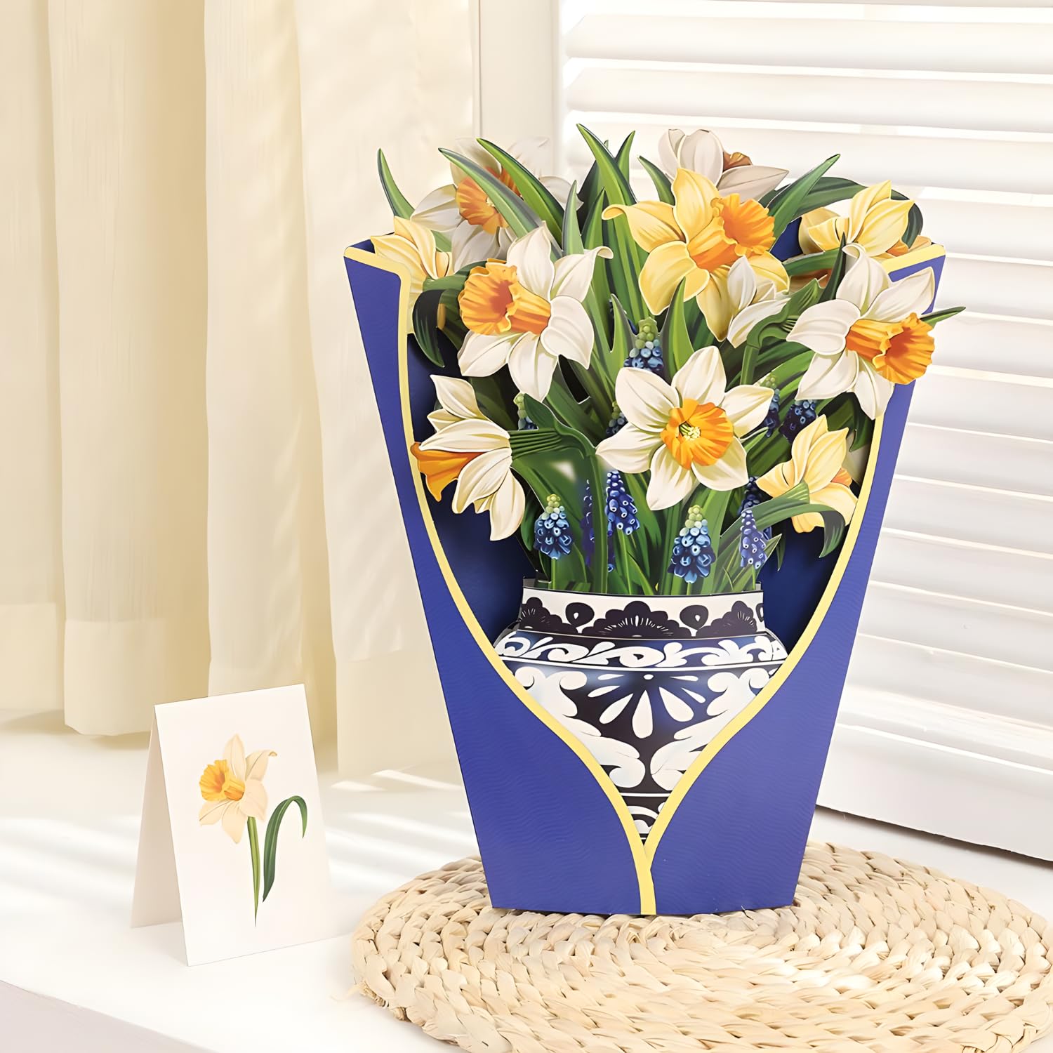 3D Pop Up Cards Daffodil Flower Bouquet 30cm Paper Flower Popup Gift Greeting Card with Blank Note Card and Envelope for Wife, Husband. Mother, Father, Nana, Grandmother, Grandfather, Friend, bff