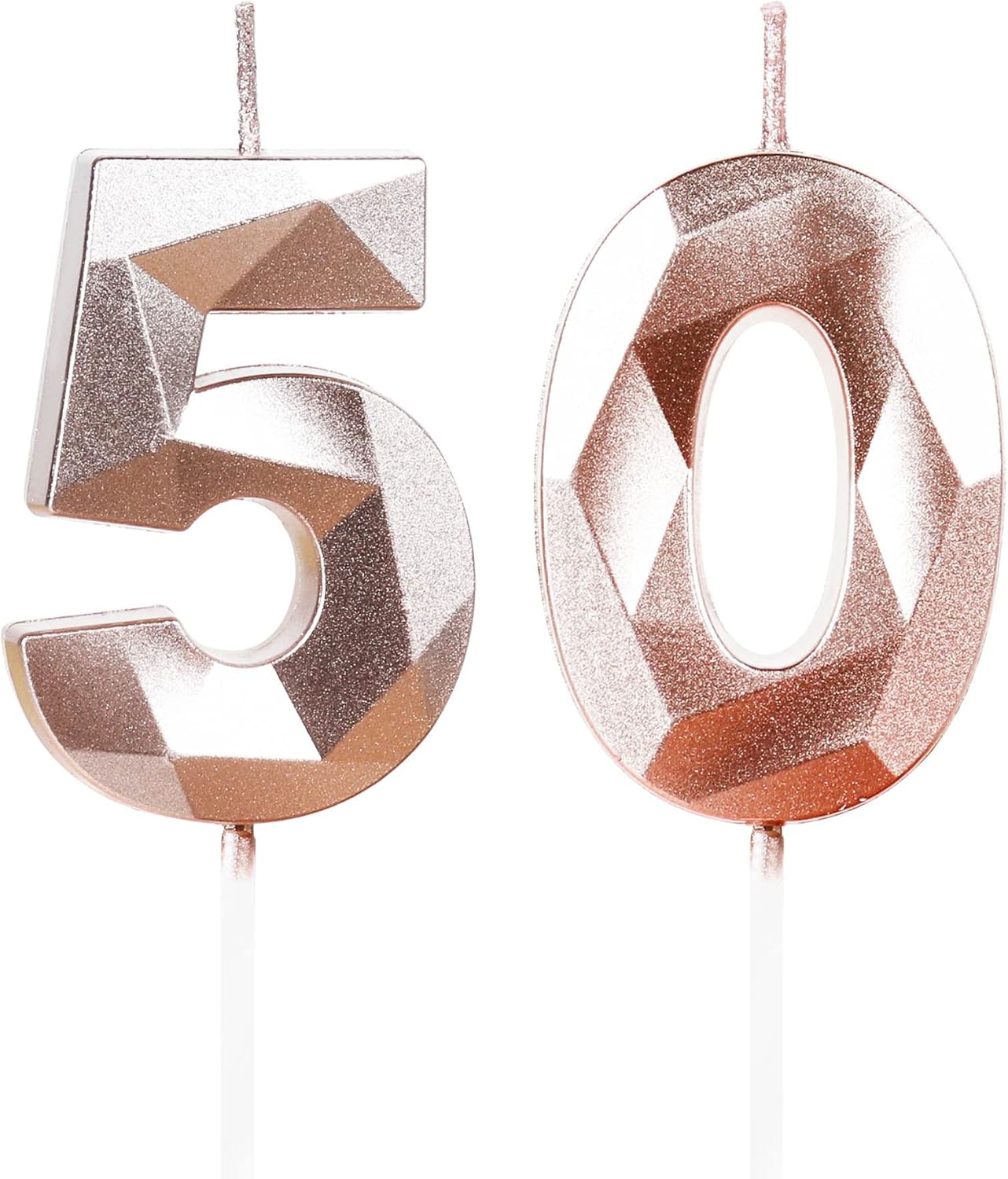 Candles & Holders - Number 50 Candles,50th Birthday Candles,Rose Gold Happy Birthday Candle for Cake,3D Design Cake Topper Decorations for Women Men Pet Birthday Party Wedding Anniversary Celebration Supplies