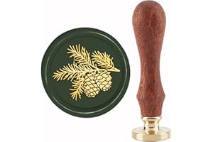 CRASPIRE Pinecone Wax Seal Stamp Branches Vintage Sealing Wax Stamps 30mm Retro Wood Stamp Removable Brass Head for Wedding Invitations Envelopes Halloween Christmas Thanksgiving Gift Packing