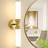 Vaziden Bathroom Light Fixtures, Gold Wall Sconce with Milk Glass Shade, Modern Vanity Light Up and Down Sconces Wall Lightin