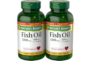 NATURE'S BOUNTY Nature’s Bounty Fish Oil 1200 mg, Supports Heart Health With Omega 3 EPA & DHA, 360 Rapid Release Softgels, Twin Pack