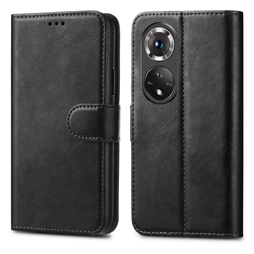 GAPlus PU Leather Flip Cover Wallet Case For Honor 50 5G Card Holder Magnetic Kickstand Black — image 1